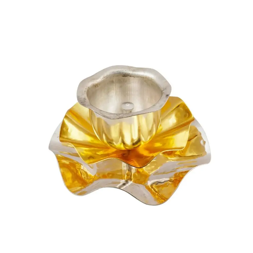 Golden Flower Tea Light — Handcrafted Export Product by NXTGENEXPORTS, Moradabad